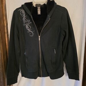 Harley Davidson Black Hoodie with Embroidered Design